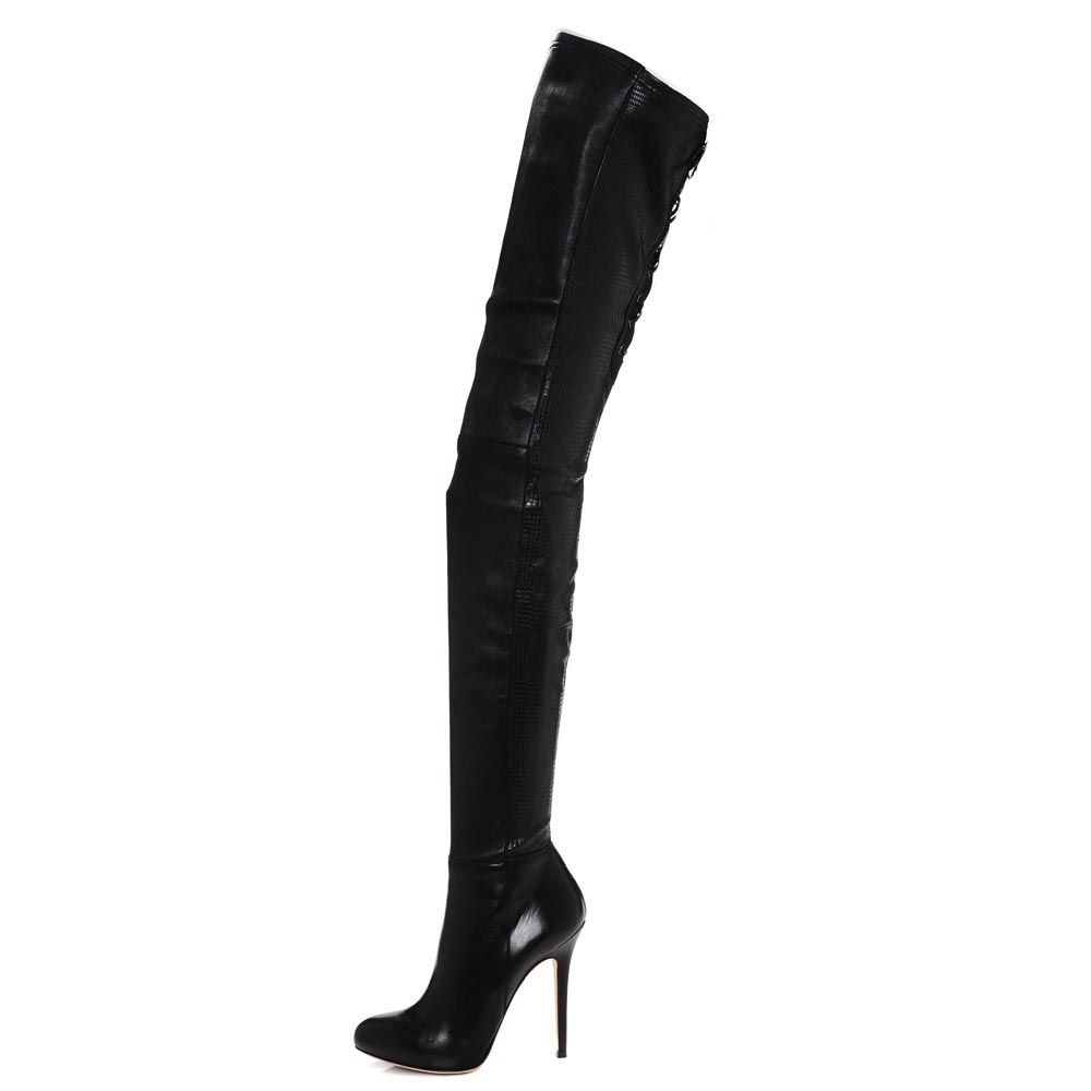 Lepora. Thigh high stretch leather legging dress boot. Timeless yet totally versatile. Looks like leather leggings under tunics and dresses.